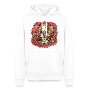 Tätowierte Schädel Blume - Männer Premium Bio Hoodie - Weiß - Vorne - Nico (187cm)