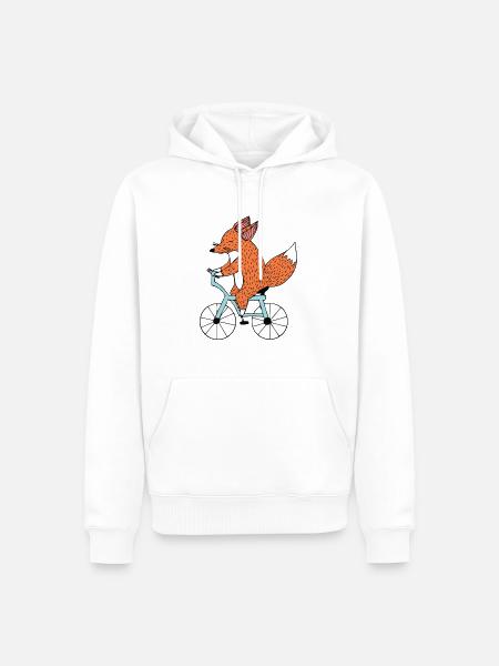 Lustiger Fahrrad Fuchs, Rad fahren E Bike Geschenk - Männer Premium Bio Hoodie - Weiß