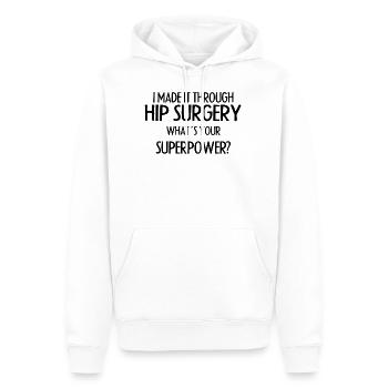 Hip Joint Surgery, Hip Prosthesis, Hip Op - Men’s Premium Organic Hoodie - white - Front - Nico (187cm)