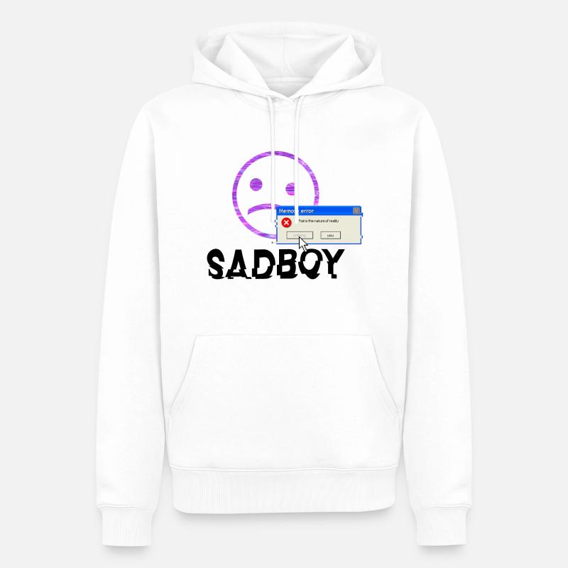 "SADBOY" WITH SAD FACE - Sweat à capuche Premium bio Homme - blanc