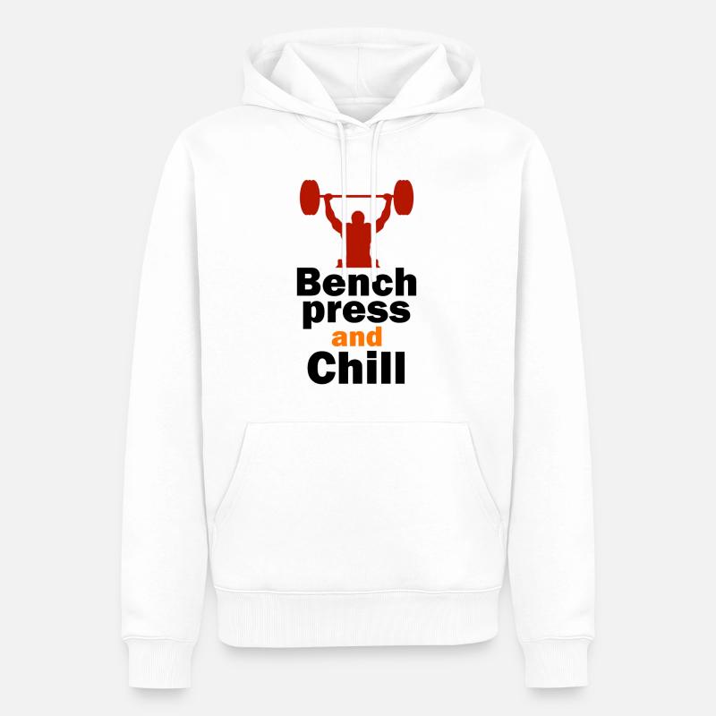 Développé couché et Chill - Sweat à capuche Premium bio Homme - blanc