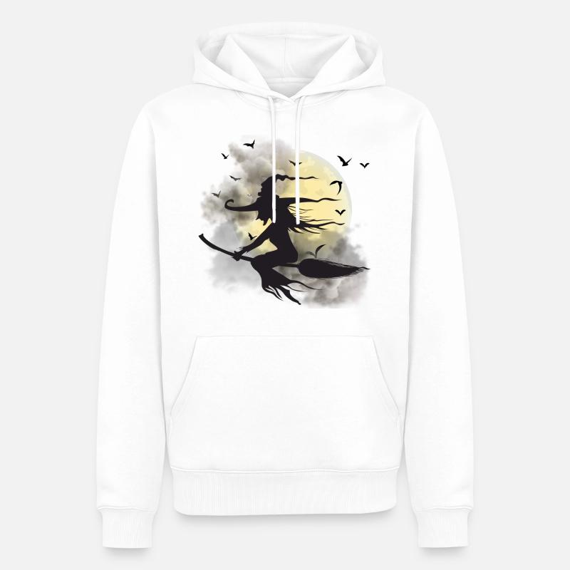 Sorcière à la pleine lune - Sweat à capuche Premium bio Homme - blanc