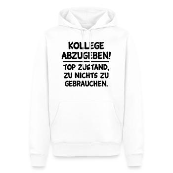 Kollege abzugeben! in schwarz - Männer Premium Bio Hoodie - Weiß - Vorne - Nico (187cm)