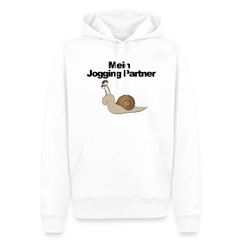 My jogging partner snail - Men’s Premium Organic Hoodie - white - Front - Nico (187cm)
