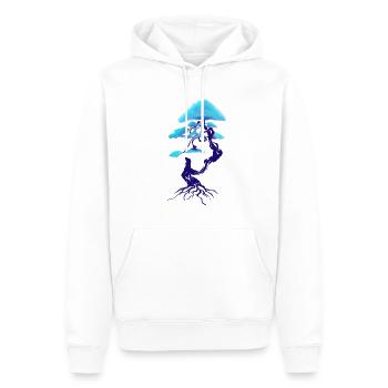 tree design dark blue and light blue (Bonsai) - Men’s Premium Organic Hoodie - white - Front - Nico (187cm)