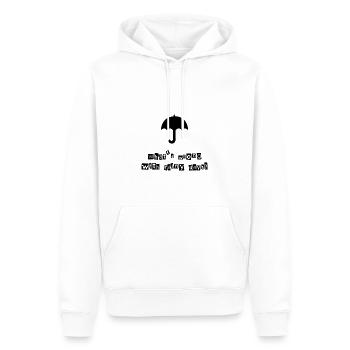 Who cares about bad weather or rain? - Men’s Premium Organic Hoodie - white - Front - Nico (187cm)
