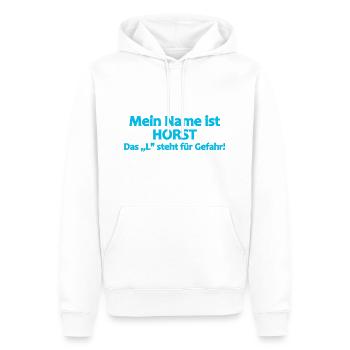 Mein Name ist Horst das L steht für gefahr - Männer Premium Bio Hoodie - Weiß - Vorne - Nico (187cm)