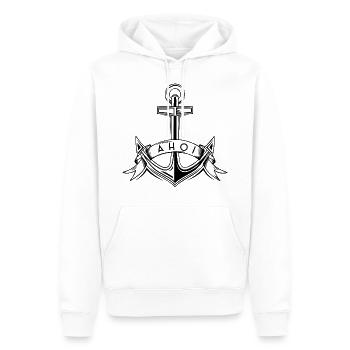 Maritim Anker Design Ahoi Ahoj Anchor - Männer Premium Bio Hoodie - Weiß - Vorne - Nico (187cm)