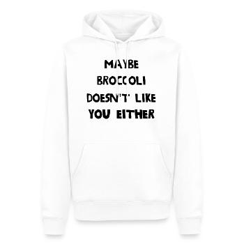 Maybe broccoli doesn't like you either - Men’s Premium Organic Hoodie - white - Front - Nico (187cm)