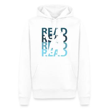 Reading book - Men’s Premium Organic Hoodie - white - Front - Nico (187cm)