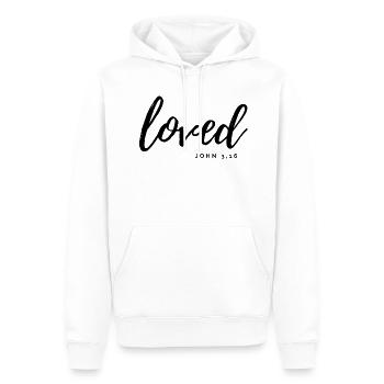 aimé - Sweat à capuche Premium bio Homme - blanc - Devant - Nico (187cm)
