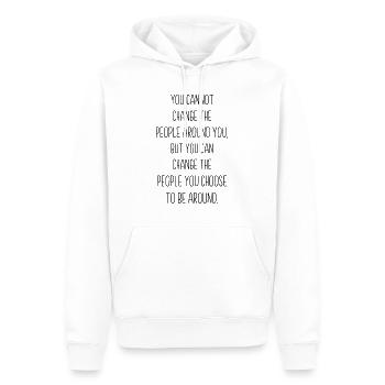 Environnement positif | Vibes inspiration rengaine cadeau - Sweat à capuche Premium bio Homme - blanc - Devant - Nico (187cm)