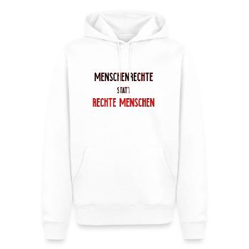 Menschenrechte | Gegen Nazis Antifa Geschenkidee - Männer Premium Bio Hoodie - Weiß - Vorne - Nico (187cm)