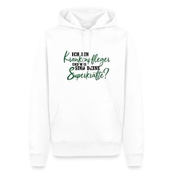 Bin Krankenpfleger, und deine Superkräfte? - Männer Premium Bio Hoodie - Weiß - Vorne - Nico (187cm)