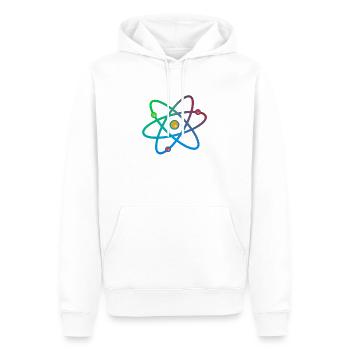 Buntes Atom - Männer Premium Bio Hoodie - Weiß - Vorne - Nico (187cm)