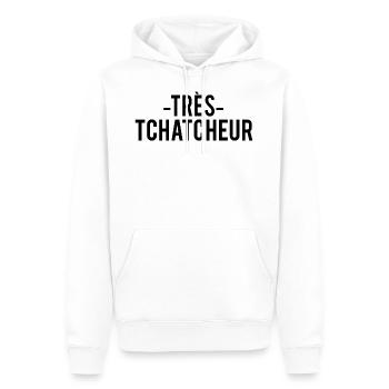 TRÈS TCHATCHEUR - Sweat à capuche Premium bio Homme - blanc - Devant - Nico (187cm)