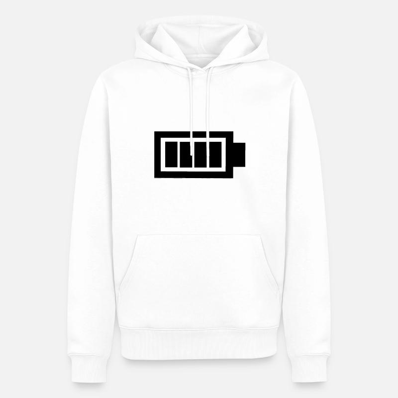 Full battery - Sweat à capuche Premium bio Homme - blanc