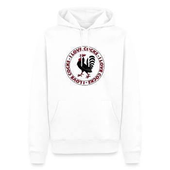 I LOVE COCKS Rooster - Männer Premium Bio Hoodie - Weiß - Vorne - Nico (187cm)