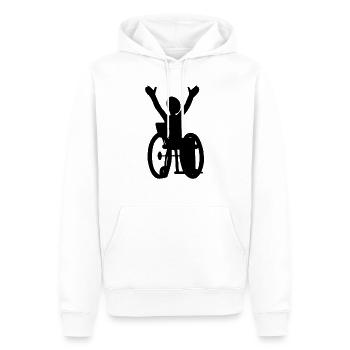 Happy in a wheelchair - Men’s Premium Organic Hoodie - white - Front - Nico (187cm)
