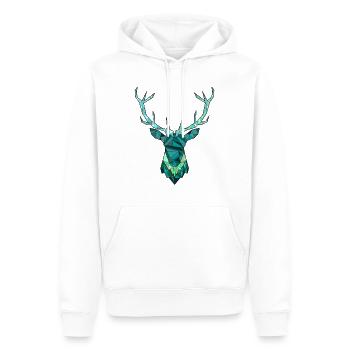 Cerf Hipster bleu - Sweat à capuche Premium bio Homme - blanc - Devant - Nico (187cm)