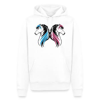 Cheval drôle cadeau idée cheval poney équitation amour - Sweat à capuche Premium bio Homme - blanc - Devant - Nico (187cm)