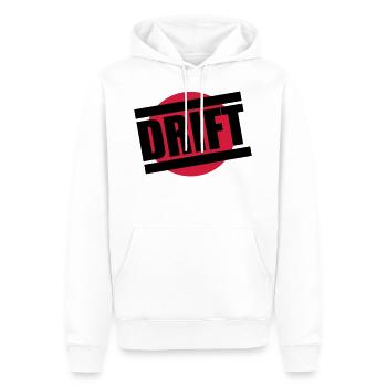Bold DRIFT JAPAN Apparel Flag Logo - Männer Premium Bio Hoodie - Weiß - Vorne - Nico (187cm)