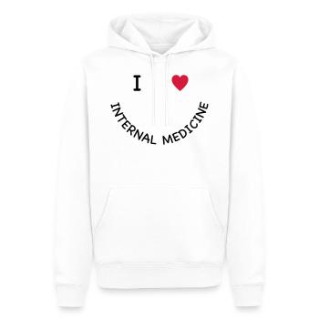 J'adore la médecine interne - Sweat à capuche Premium bio Homme - blanc - Devant - Nico (187cm)
