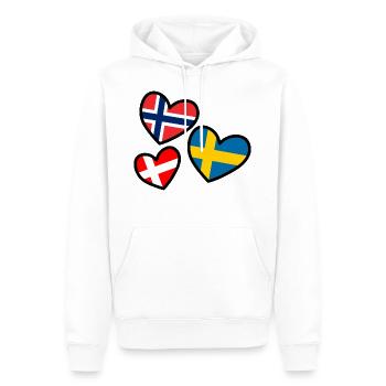 Heart Norway Sweden Denmark Scandinavia - Men’s Premium Organic Hoodie - white - Front - Nico (187cm)