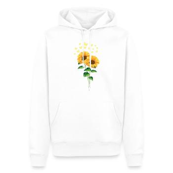 Sonnenblumen mit Schmetterlingen Sommer Sonne - Männer Premium Bio Hoodie - Weiß - Vorne - Nico (187cm)