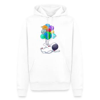 Astronaut Kosmonaut an Planeten Luftballons Ballon - Männer Premium Bio Hoodie - Weiß - Vorne - Nico (187cm)