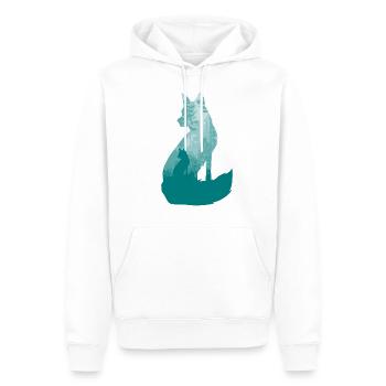 Fuchs Silhouette im Wald Silhouette Jäger - Männer Premium Bio Hoodie - Weiß - Vorne - Nico (187cm)