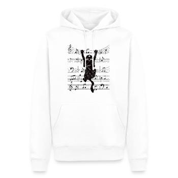Chat avec des notes de musique musicien clé de sol - Sweat à capuche Premium bio Homme - blanc - Devant - Nico (187cm)