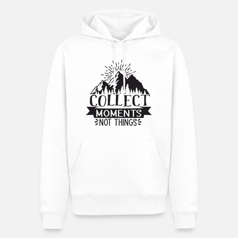 Collectionneur moments, Pas de choses - Sweat à capuche Premium bio Homme - blanc