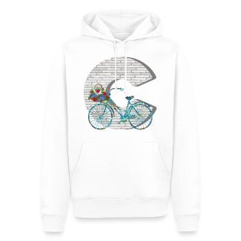 vélo e 100 c - Sweat à capuche Premium bio Homme - blanc - Devant - Nico (187cm)