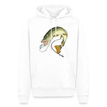 Hecht Wobbler pêche - Sweat à capuche Premium bio Homme - blanc - Devant - Nico (187cm)