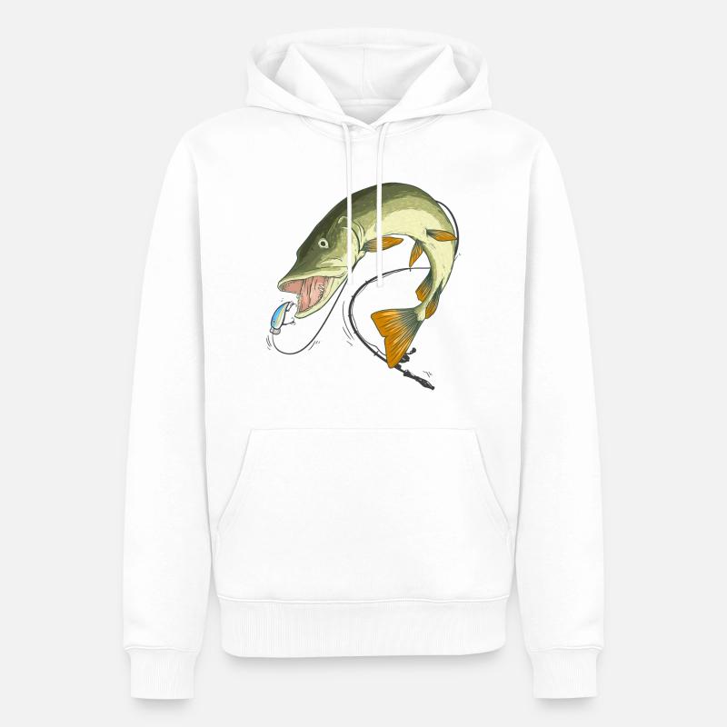 Hecht Wobbler pêche - Sweat à capuche Premium bio Homme - blanc