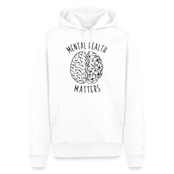 Mental Health Matters Brain Graphic - Men’s Premium Organic Hoodie - white - Front - Nico (187cm)