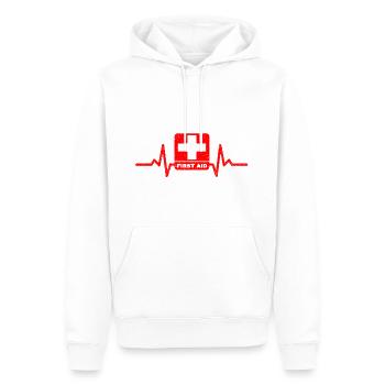 Mein Herz schlägt um anderen zu Helfen! - Männer Premium Bio Hoodie - Weiß - Vorne - Nico (187cm)