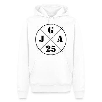 JGA 25 (Junggesellenabschied 2025 Kreis Symbol B) - Männer Premium Bio Hoodie - Weiß - Vorne - Nico (187cm)