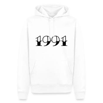 Année de naissance 1991 Cadeau d’anniversaire - Sweat à capuche Premium bio Homme - blanc - Devant - Nico (187cm)
