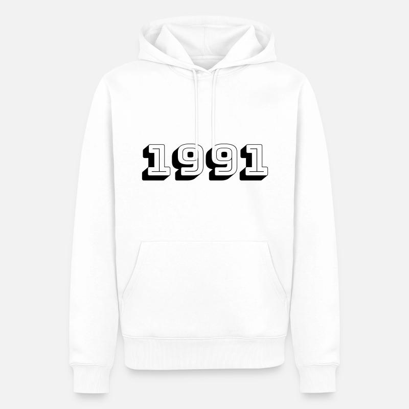 Année de naissance 1991 Cadeau - Sweat à capuche Premium bio Homme - blanc