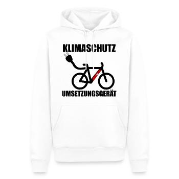 Klimaschutz Umsetzungsgerät - Männer Premium Bio Hoodie - Weiß - Vorne - Nico (187cm)