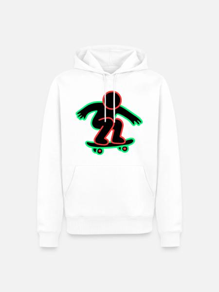 Neon Skateboarder Line Art - Men’s Premium Organic Hoodie - white