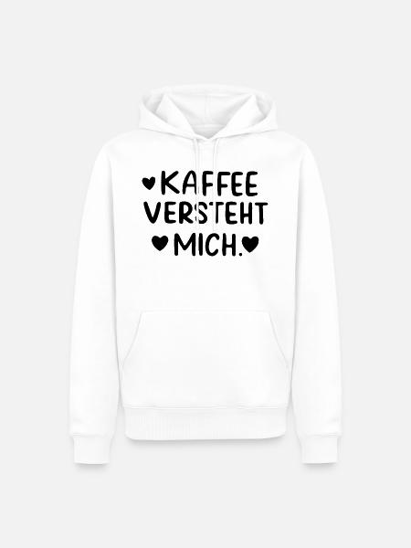 Kaffee Versteht Mich Morgenmuffel Koffeinjunkie - Männer Premium Bio Hoodie - Weiß