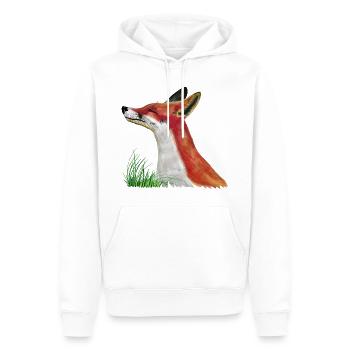 Fuchs schnuppert im Gras - Männer Premium Bio Hoodie - Weiß - Vorne - Nico (187cm)