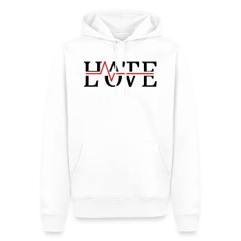 Hate Love Hass Liebe Herzschlag Geschenk Idee - Männer Premium Bio Hoodie - Weiß - Vorne - Nico (187cm)