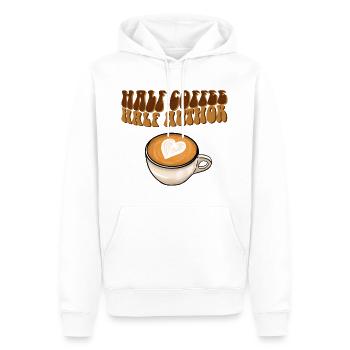 Moitié café moitié auteur - Sweat à capuche Premium bio Homme - blanc - Devant - Nico (187cm)