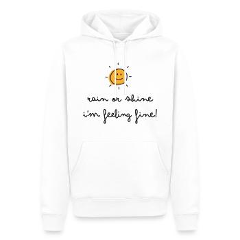 Rain or shine - Men’s Premium Organic Hoodie - white - Front - Nico (187cm)