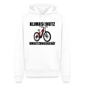 Klimaschutz Umsetzungsgerät - Männer Premium Bio Hoodie - Weiß - Vorne - Nico (187cm)