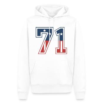 Numéro 71 États-Unis - Sweat à capuche Premium bio Homme - blanc - Devant - Nico (187cm)